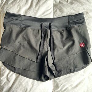 Women's Black Layered Athletic Shorts with Drawstring Waist